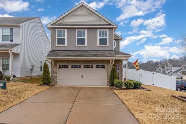 view of front property with a garage