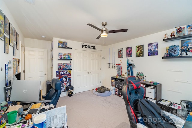 home office with ceiling fan