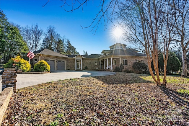 single story home with a garage