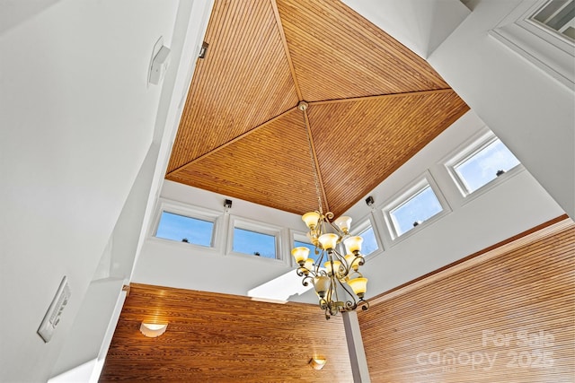 interior details with a chandelier