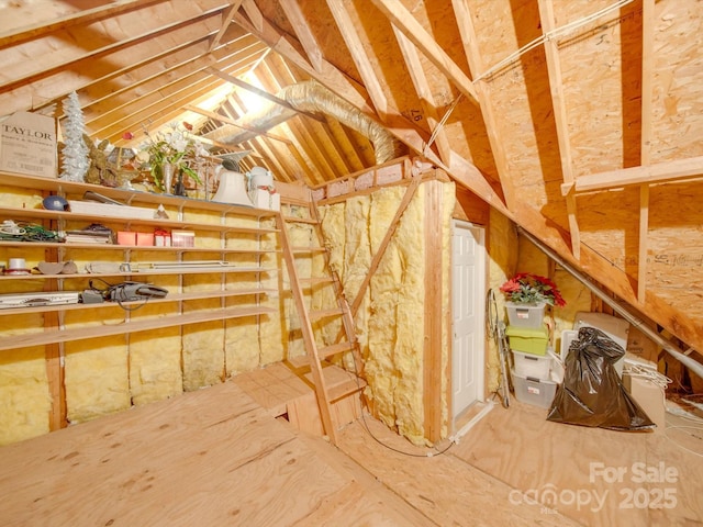 view of unfinished attic