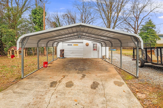 view of parking featuring a carport