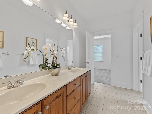 bathroom featuring vanity and tile patterned floors