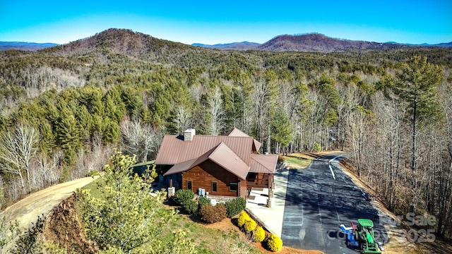 aerial view featuring a mountain view