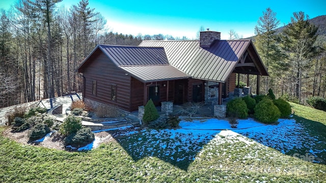 view of log home