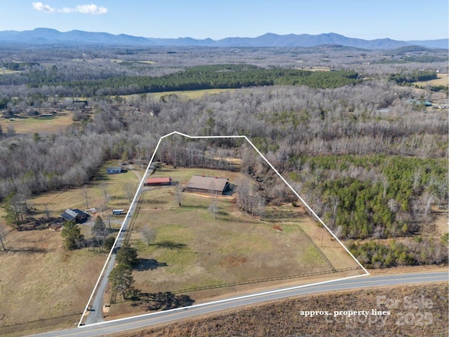 bird's eye view with a mountain view