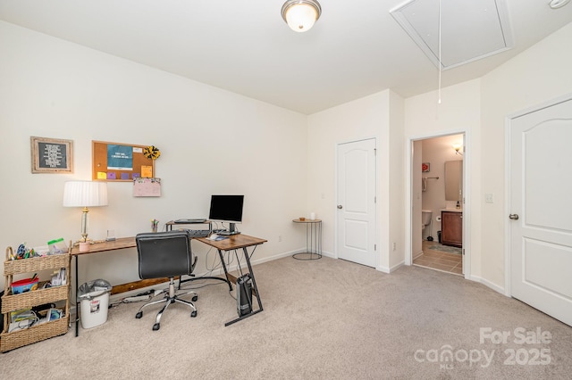 office with light colored carpet