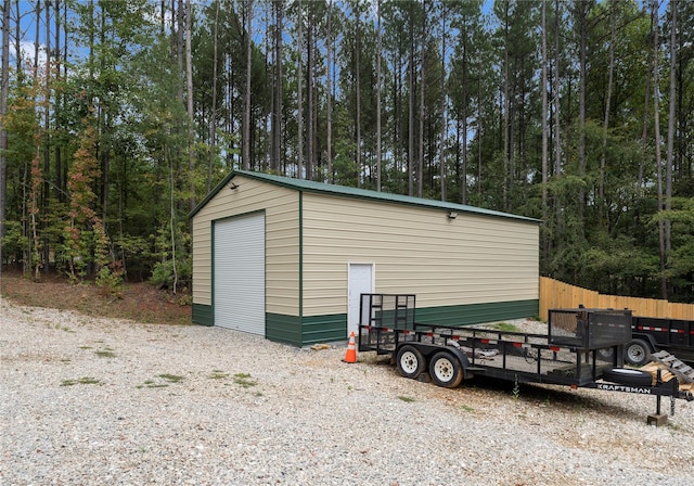 view of outbuilding featuring a garage