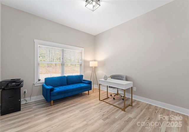 office space featuring light hardwood / wood-style floors