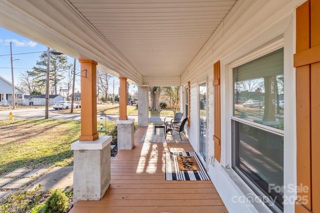 deck featuring a porch