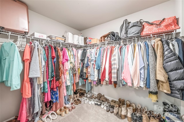 walk in closet featuring carpet floors