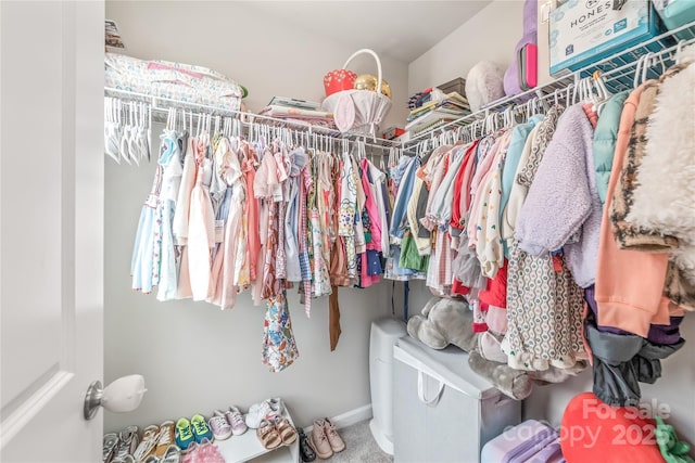 spacious closet featuring carpet