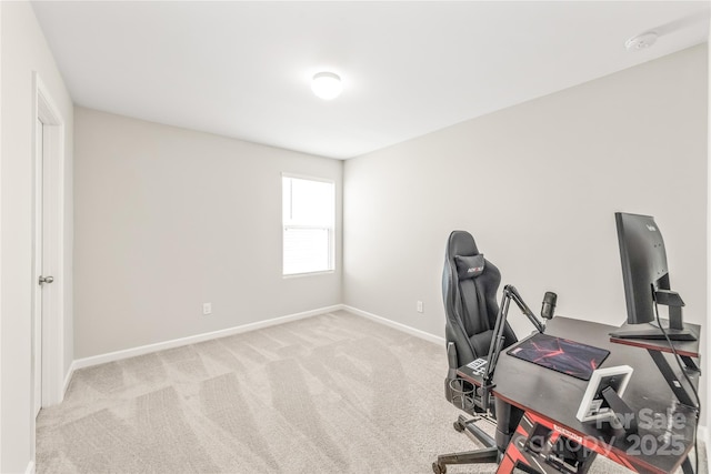 view of carpeted home office