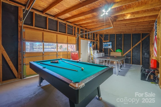 game room featuring concrete flooring and pool table