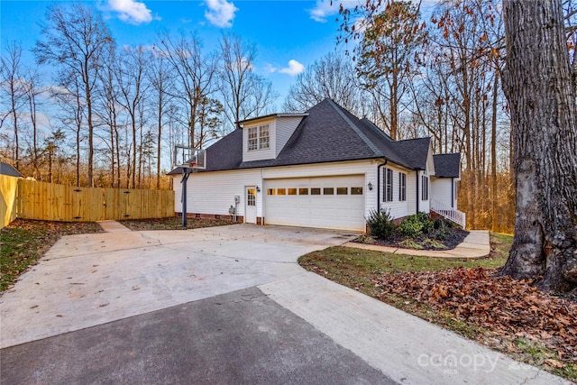 view of property exterior featuring a garage