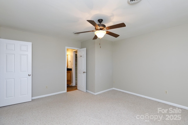 unfurnished bedroom with ceiling fan