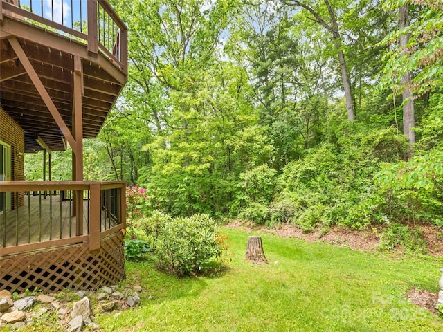 185 Oak Ridge Dr, Clyde, NC 28721 - view of grassy yard featuring a deck