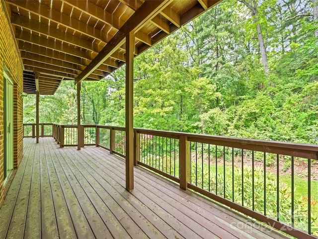 185 Oak Ridge Dr, Clyde, NC 28721 - wooden deck with a view of trees