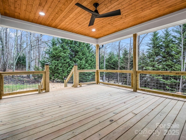 wooden terrace with ceiling fan