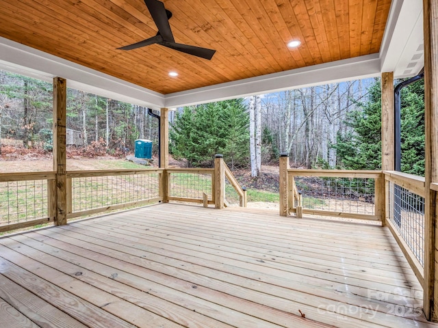 wooden terrace with ceiling fan