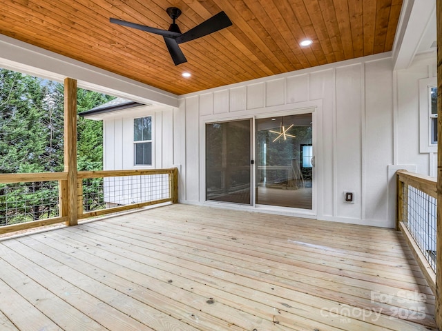 wooden terrace with ceiling fan