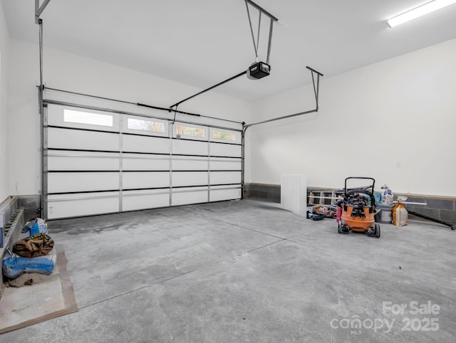 garage with a garage door opener