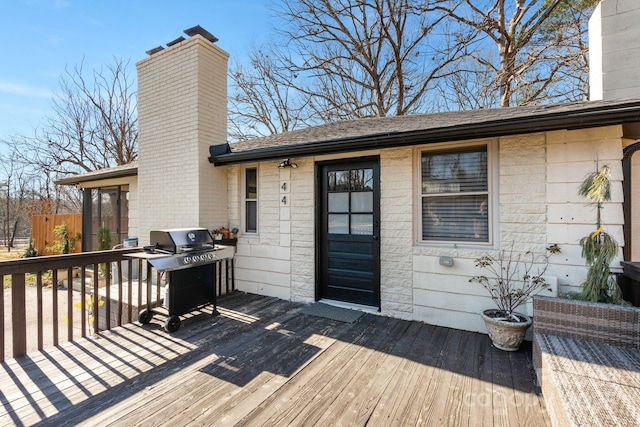 deck featuring grilling area