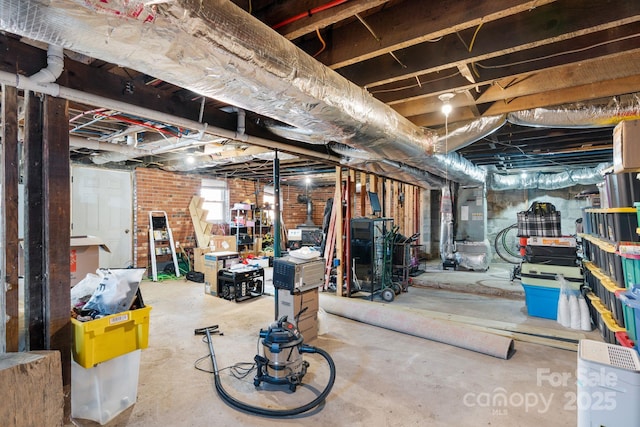 basement with heating unit