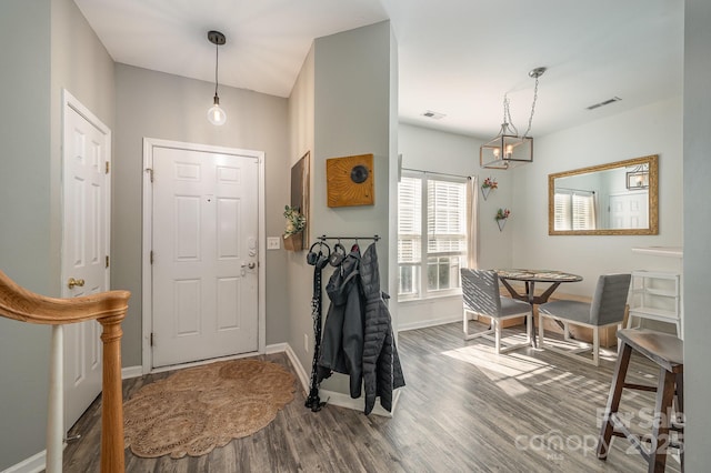 entryway featuring hardwood / wood-style flooring