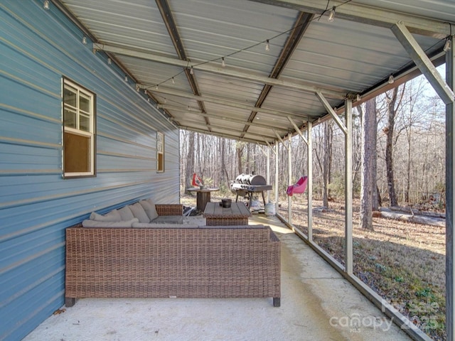 view of patio / terrace featuring outdoor lounge area and a grill