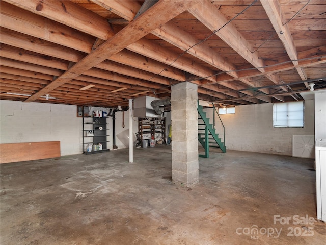 basement featuring washer / clothes dryer