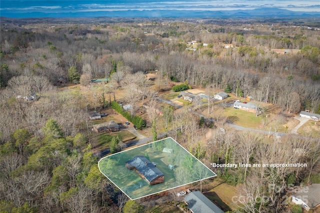 birds eye view of property with a mountain view