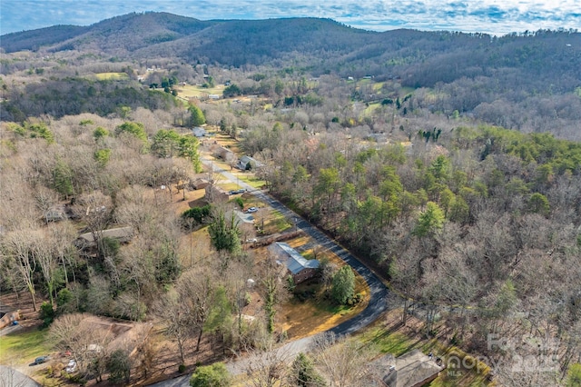 bird's eye view with a mountain view