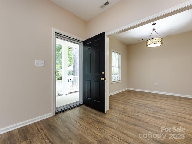 entryway with hardwood / wood-style floors