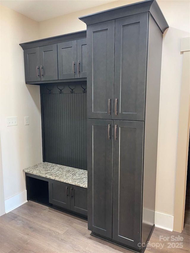 mudroom with light wood-type flooring