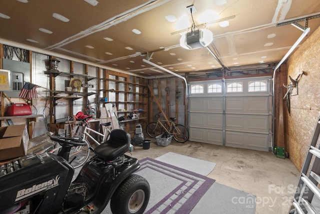 garage with a garage door opener