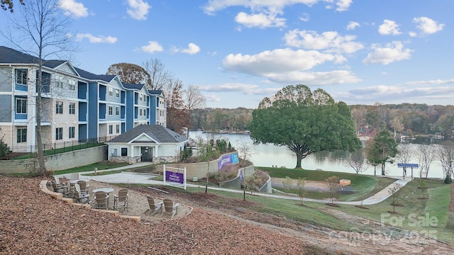 view of property's community with a water view