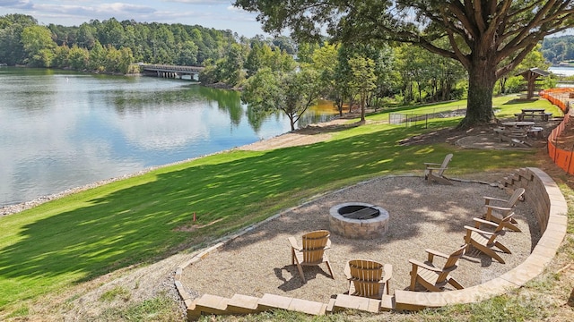 exterior space with a fire pit