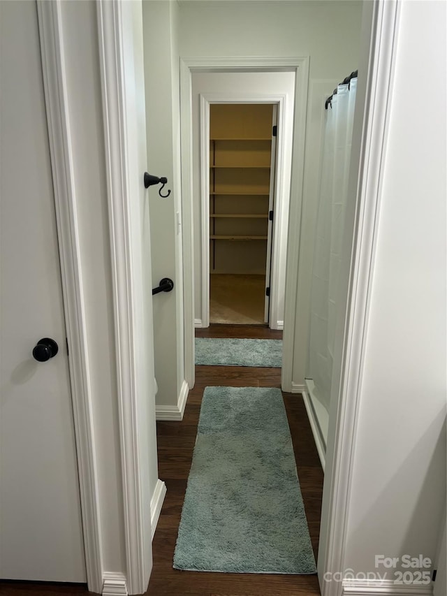 corridor featuring dark hardwood / wood-style floors