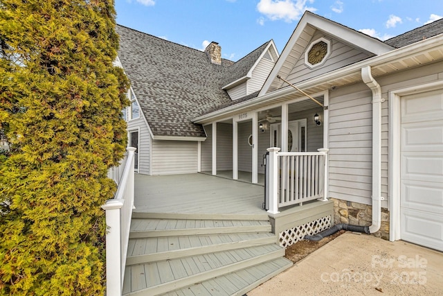 deck with covered porch