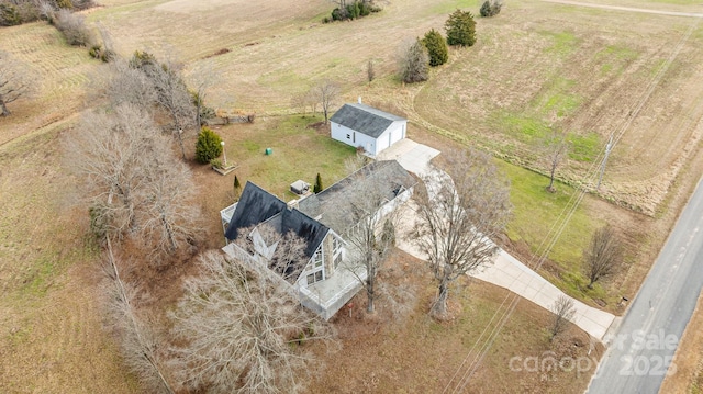 aerial view featuring a rural view