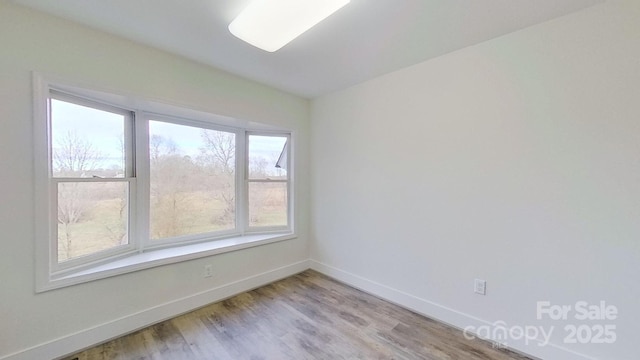 spare room with a wealth of natural light and light hardwood / wood-style flooring