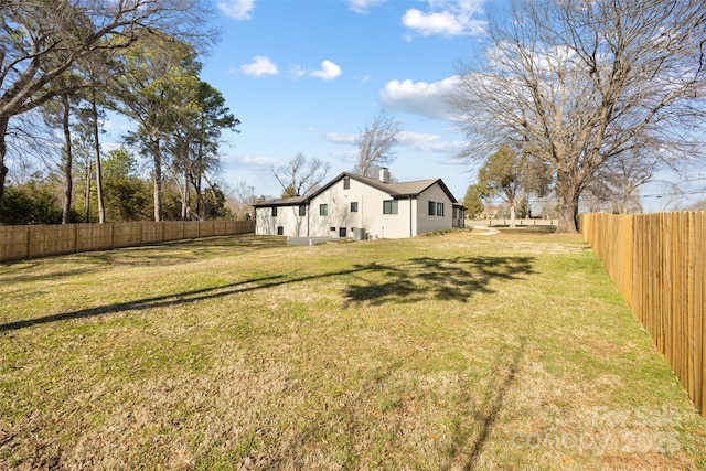 view of yard featuring a fenced backyard