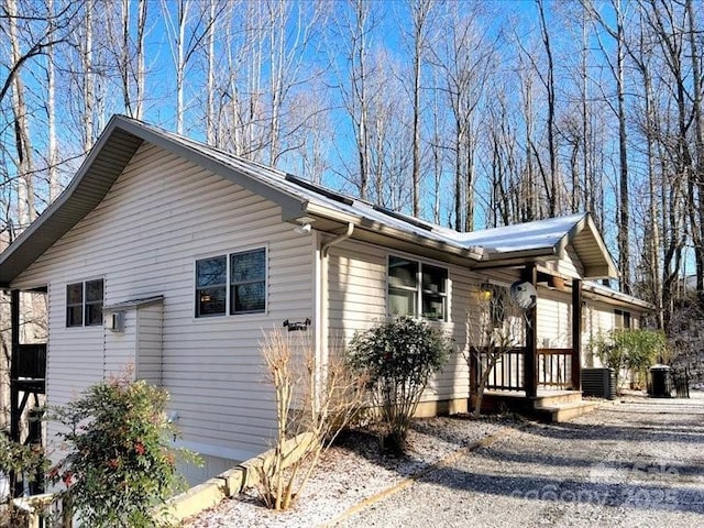 view of property exterior featuring central AC unit