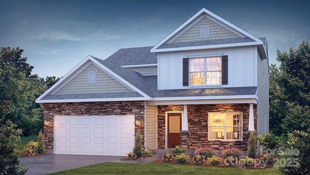 craftsman-style home with a garage