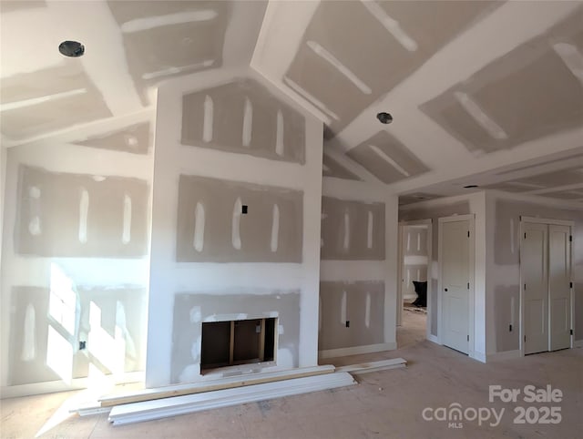 unfurnished living room with a fireplace