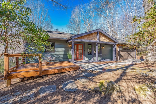 view of front of home with a deck