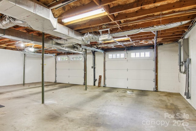 garage with a garage door opener