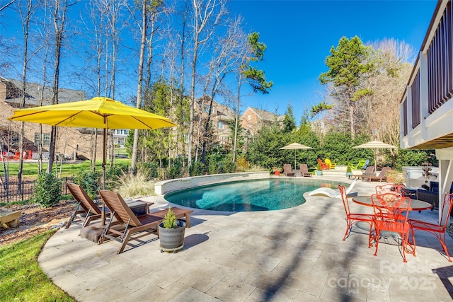 view of pool featuring a patio area