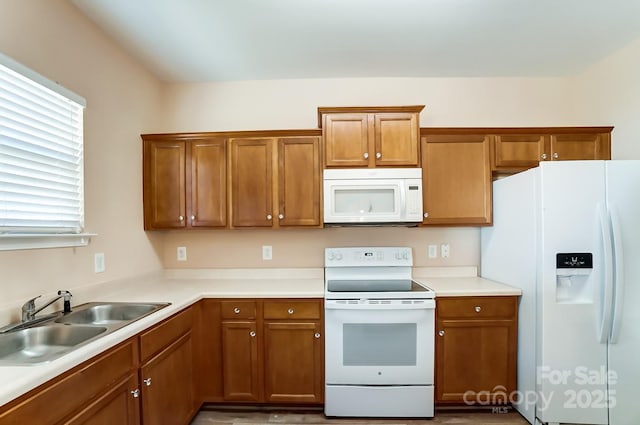 kitchen with white appliances and sink